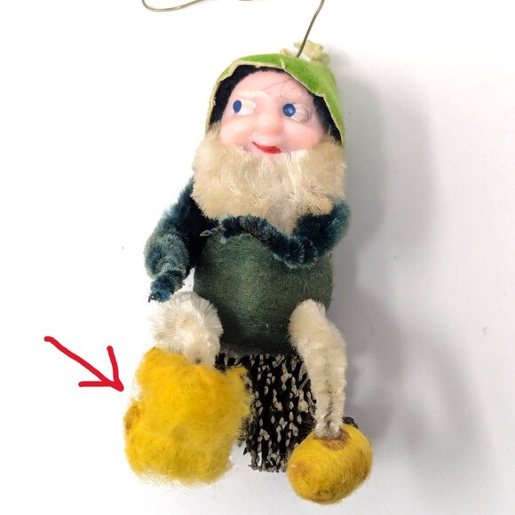 Vintage 50s Christmas Ornaments Japan Spun Cotton Pipe cleaner Felt Putz Lot 9 - Picture 5 of 16